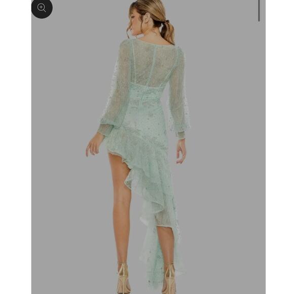 Ieena for Mac Duggal 50744 Seafoam Green Beaded High-Low Formal Gown Dress 2 - Picture 10 of 12